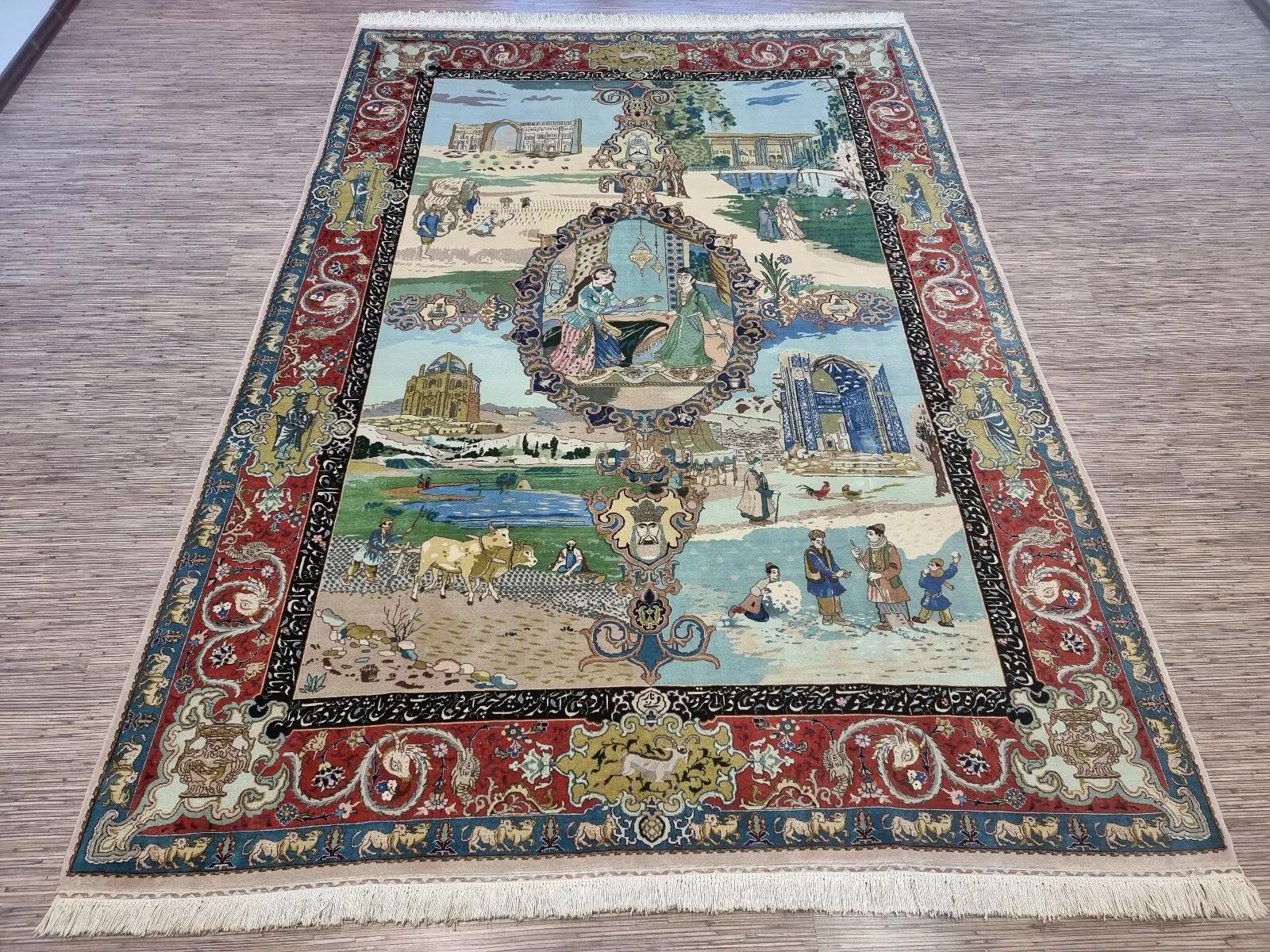 Tappeto fatto a mano in stile persiano Tabriz Narvani 6,7' x 9,5', anni '70 - 1D136 in vendita 4