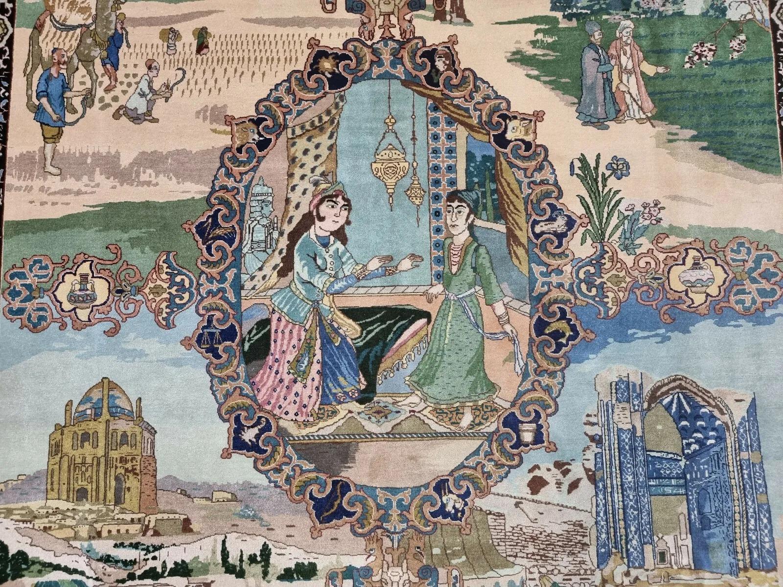 Fine XX secolo Tappeto fatto a mano in stile persiano Tabriz Narvani 6,7' x 9,5', anni '70 - 1D136 in vendita