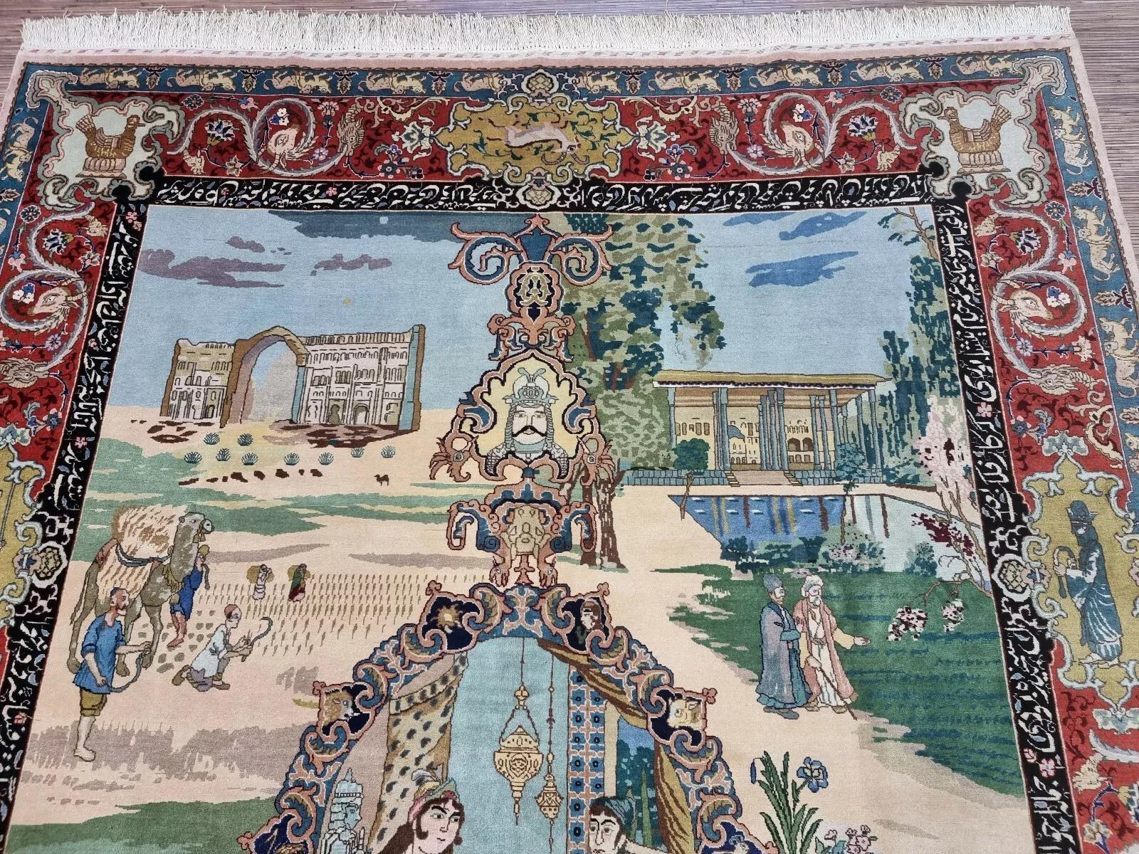 Lana Tappeto fatto a mano in stile persiano Tabriz Narvani 6,7' x 9,5', anni '70 - 1D136 in vendita