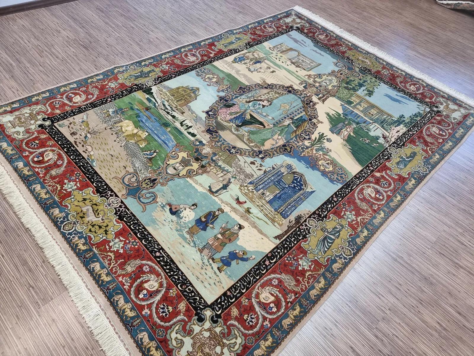 Tappeto fatto a mano in stile persiano Tabriz Narvani 6,7' x 9,5', anni '70 - 1D136 in vendita 1