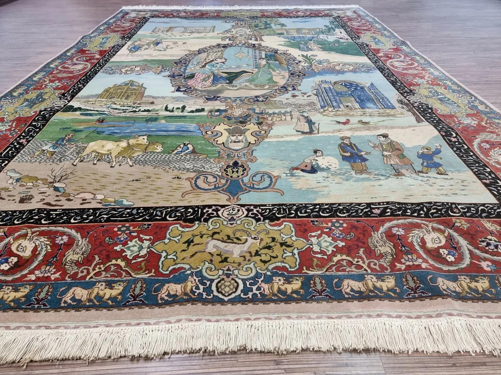 Tappeto fatto a mano in stile persiano Tabriz Narvani 6,7' x 9,5', anni '70 - 1D136 in vendita 2