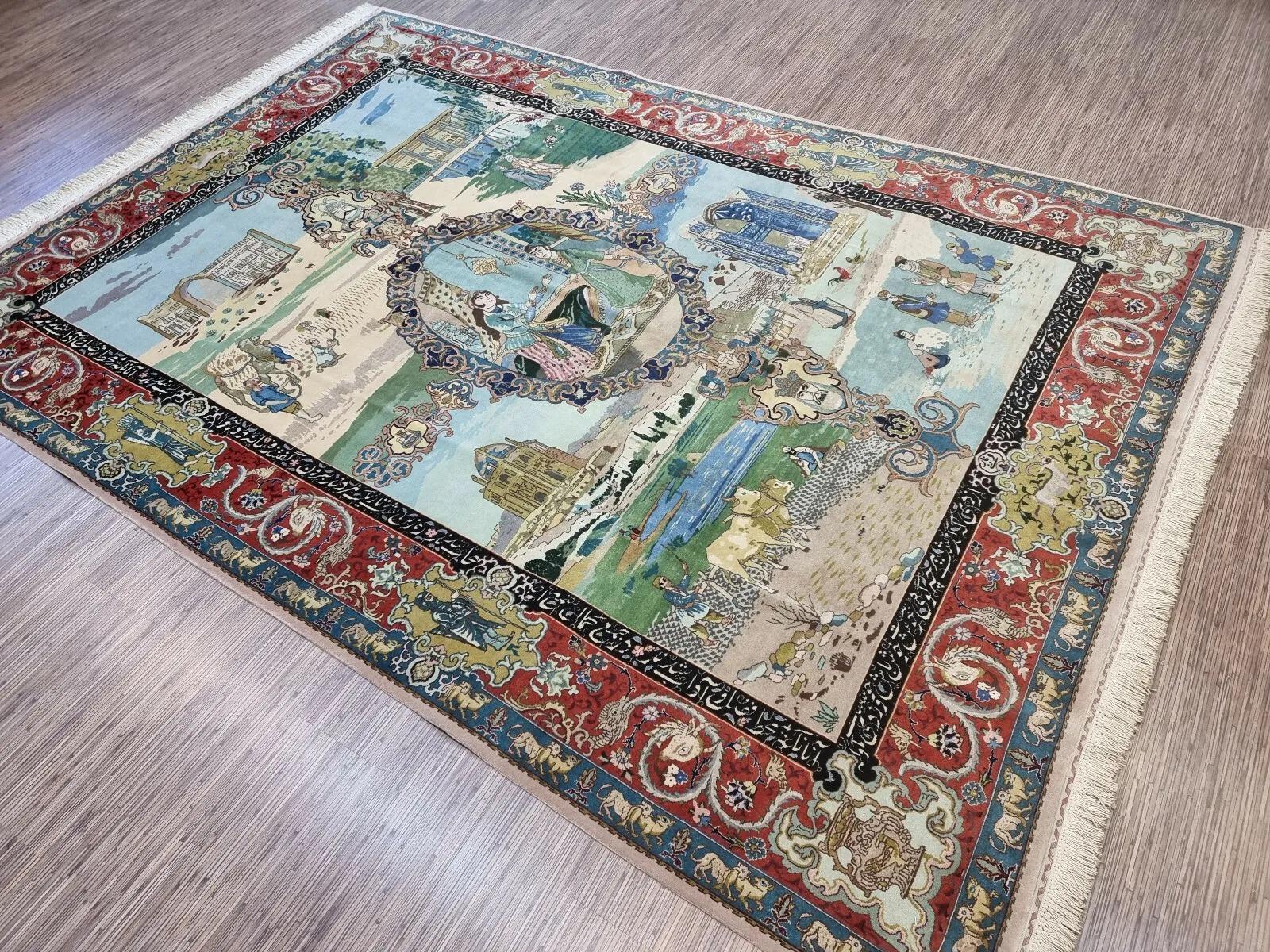 Tappeto fatto a mano in stile persiano Tabriz Narvani 6,7' x 9,5', anni '70 - 1D136 in vendita 3