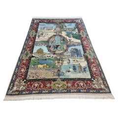 Alfombra Tabriz Narvani de estilo persa vintage hecha a mano 6,7' x 9,5', años 70 - 1D136
