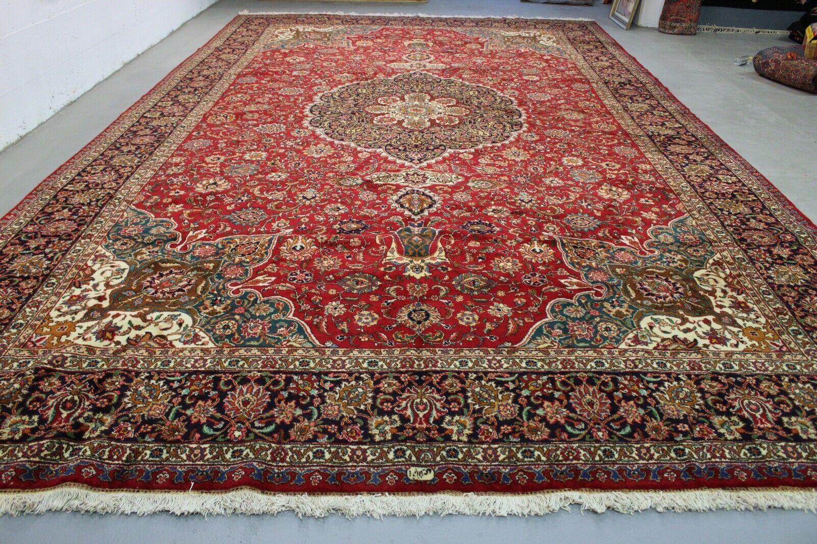 Handmade Vintage Persian Style Tabriz Oversize Rug 12.3' x 20.6', 1960s - 1K47 For Sale 5