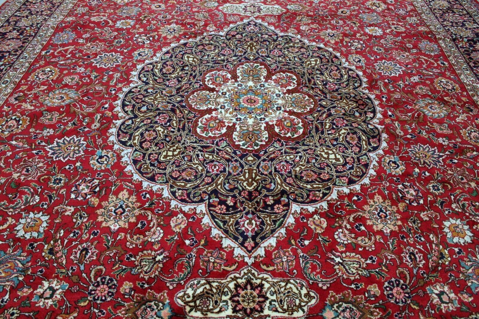 Hand-Knotted Handmade Vintage Persian Style Tabriz Oversize Rug 12.3' x 20.6', 1960s - 1K47 For Sale