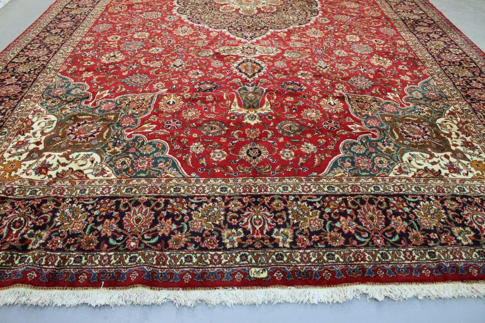 Handmade Vintage Persian Style Tabriz Oversize Rug 12.3' x 20.6', 1960s - 1K47 In Good Condition For Sale In Bordeaux, FR
