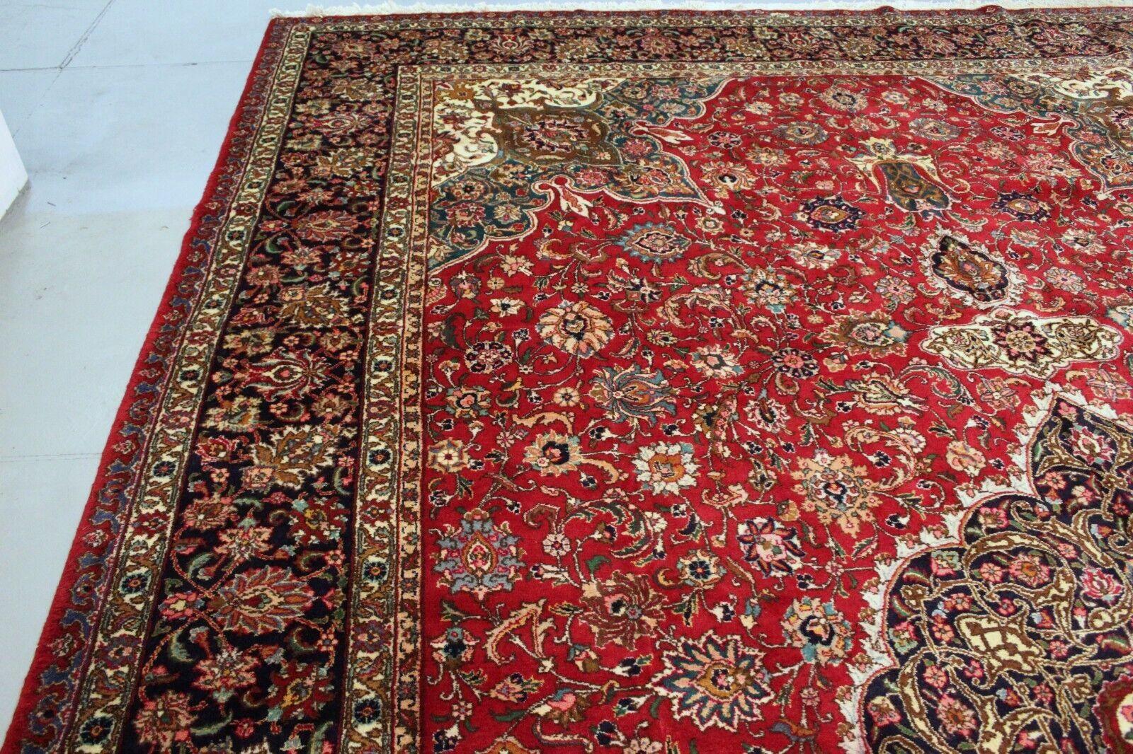 Handmade Vintage Persian Style Tabriz Oversize Rug 12.3' x 20.6', 1960s - 1K47 For Sale 2