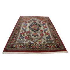 Handmade Vintage Persian Style Tabriz Rug With Birds 2.7' x 4.1' 1970s - 1K34