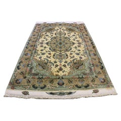 Handgefertigter Vintage-Teppich aus Täbris im persischen Stil mit Seide 3,2' x 5,4', 1970er Jahre - 1K46