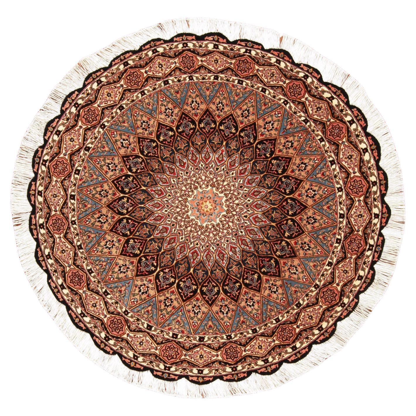 Handmade Vintage Persian Style Tabriz Rug With Silk 4.9', 1970s - 1T24