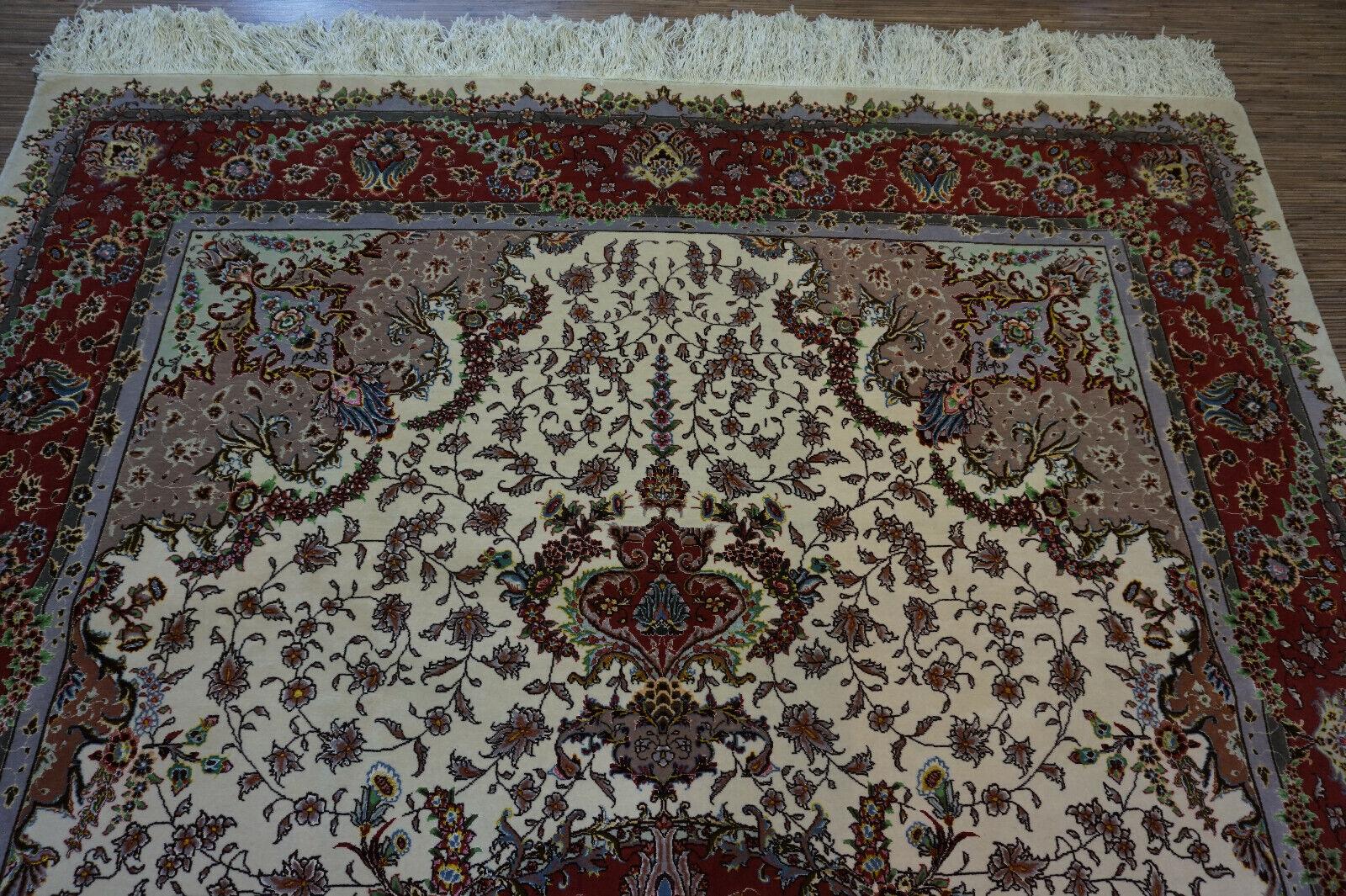 Wool Handmade Vintage Persian Style Tabriz Rug With Silk 6.5' x 10', 1980s - 1D63 For Sale