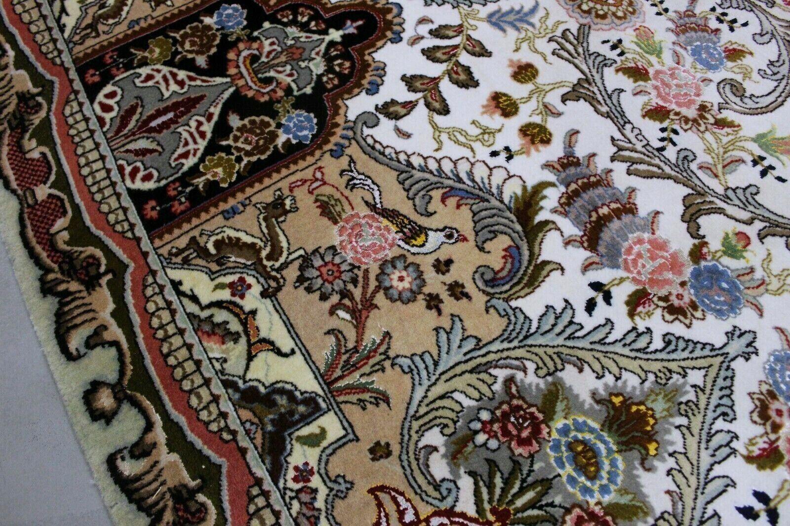 Handgefertigte Vintage persischen Stil Tabriz Teppich mit Seide 8,2 'x 8,2', 1970er Jahre - 1K48 (Wolle) im Angebot