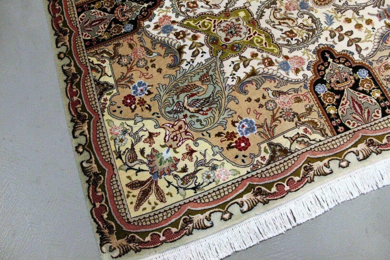 Handgefertigte Vintage persischen Stil Tabriz Teppich mit Seide 8,2 'x 8,2', 1970er Jahre - 1K48 im Angebot 1