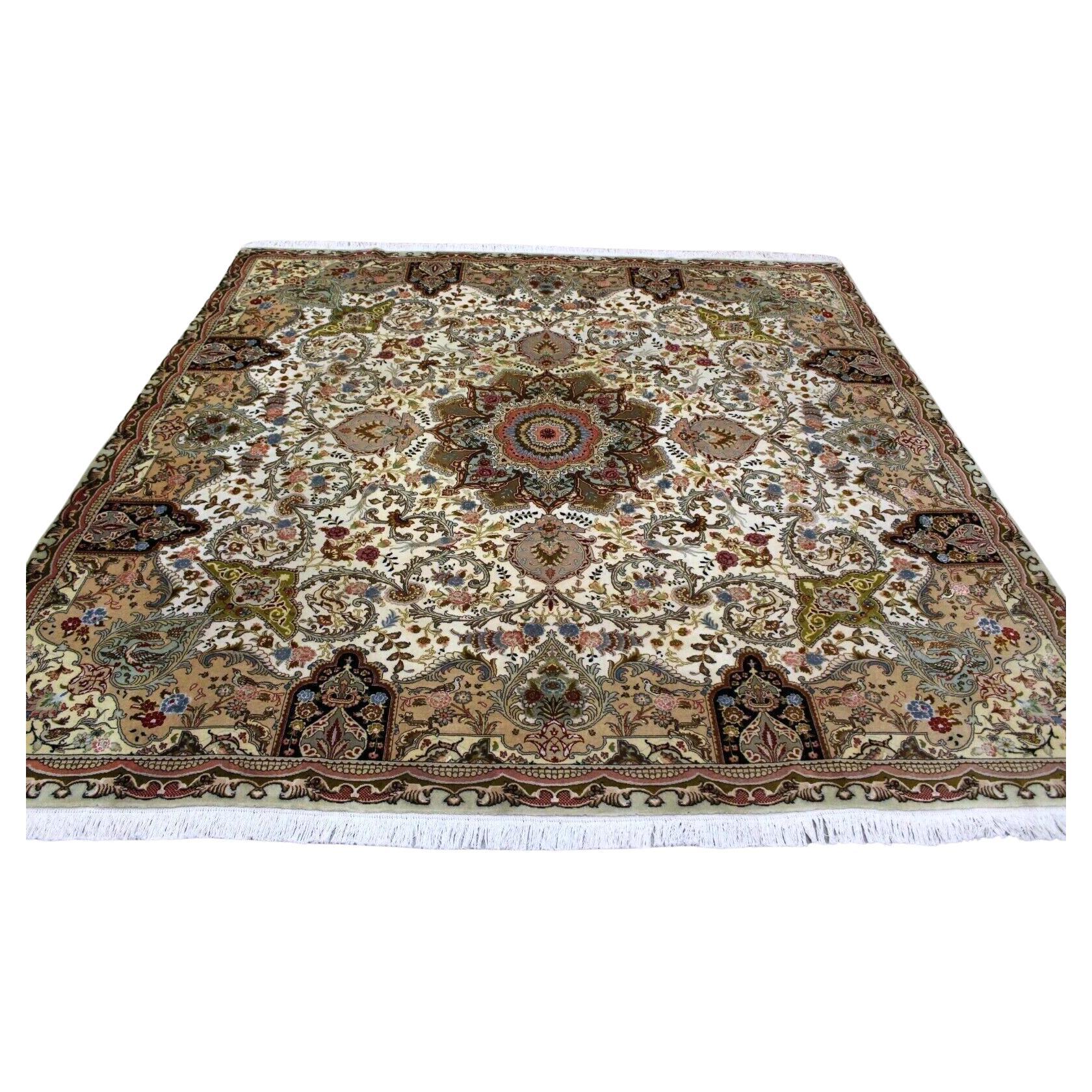 Handgefertigte Vintage persischen Stil Tabriz Teppich mit Seide 8,2 'x 8,2', 1970er Jahre - 1K48 im Angebot