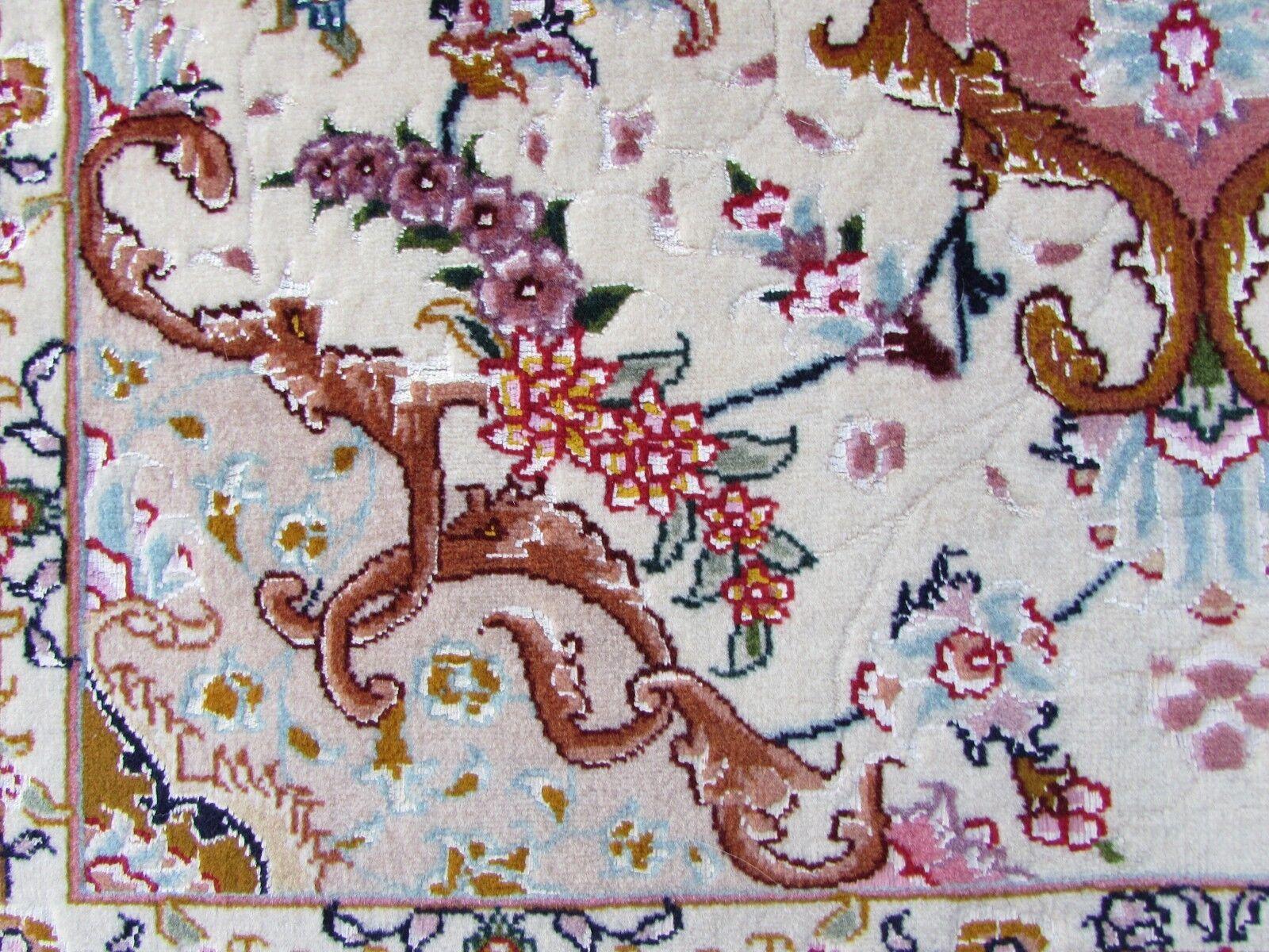 Handmade Vintage Persian Style Tabriz Runner Silk Rug 2.9' x 9.8', 1980s, 1Q49 For Sale 3