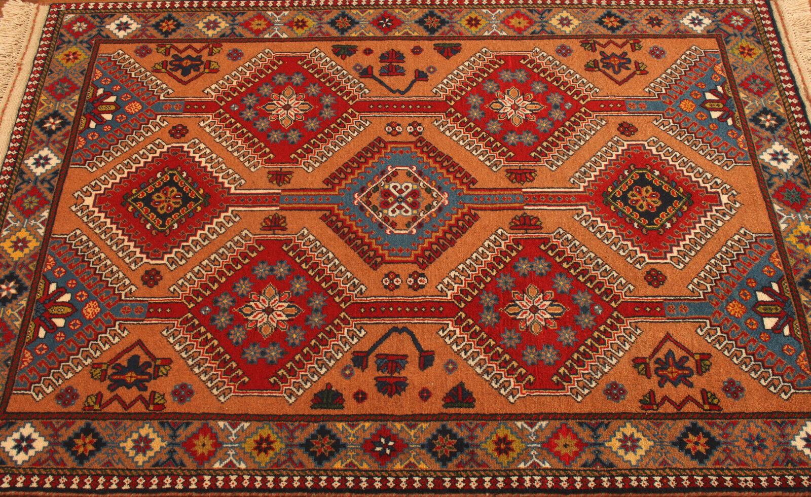 Wool Handmade Vintage Persian Style Yalameh Rug 3.4' x 4.7', 1990s - 1T17 For Sale