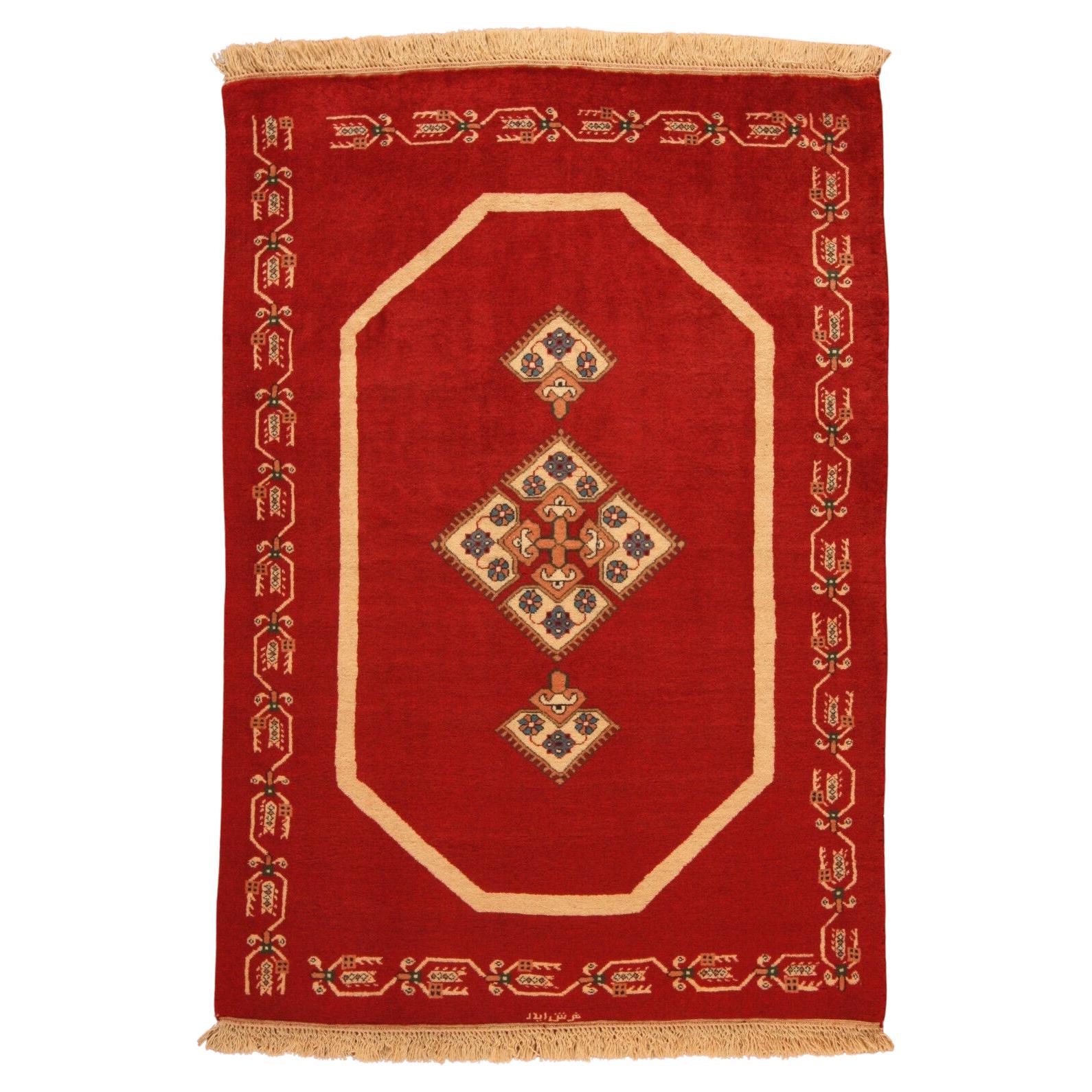 Handgefertigter Yalameh-Teppich im persischen Vintage-Stil 3.4' x 4.9', 1990er Jahre - 1T21