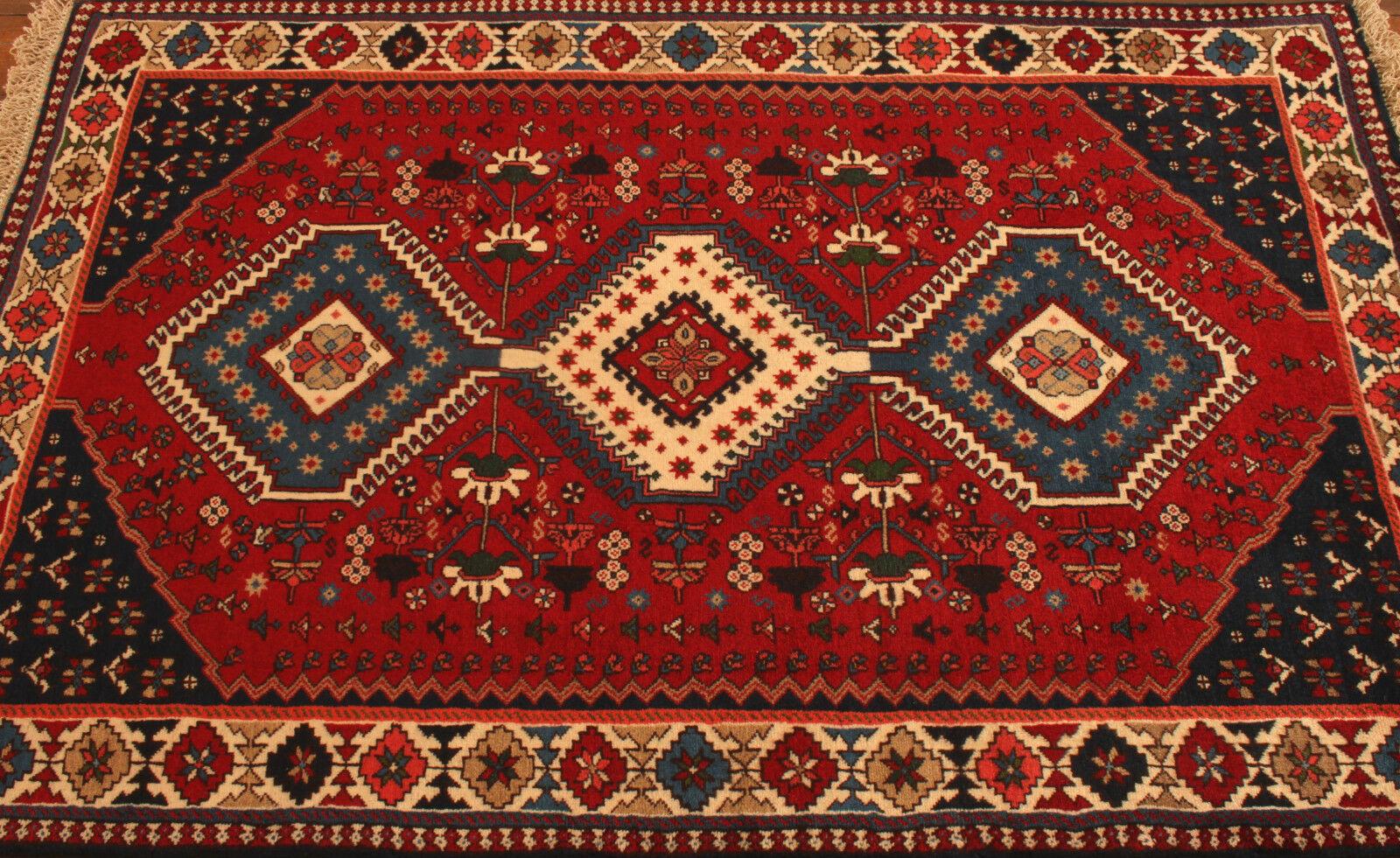 Handgefertigter Yalameh-Teppich im persischen Vintage-Stil 3.4' x 5.2', 1990er Jahre - 1T22 (Wolle) im Angebot