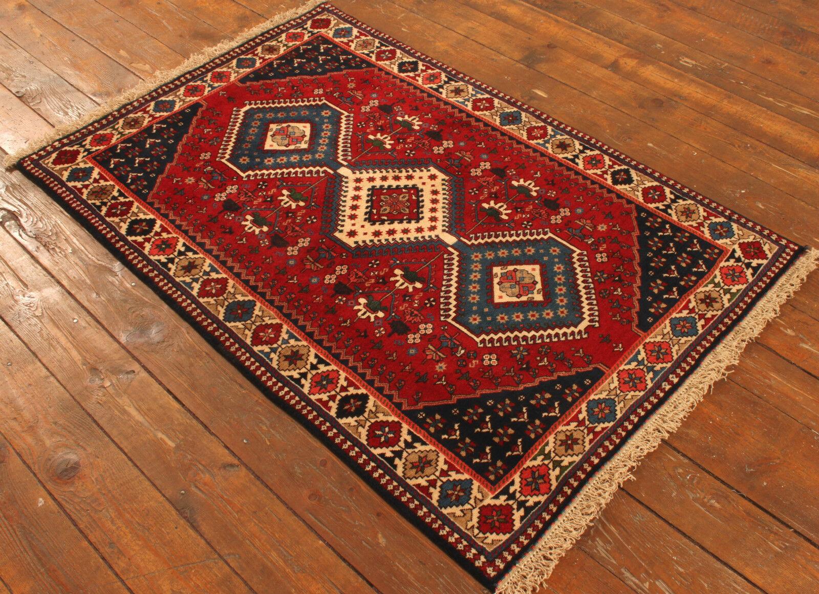 Handgefertigter Yalameh-Teppich im persischen Vintage-Stil 3.4' x 5.2', 1990er Jahre - 1T22 im Angebot 1