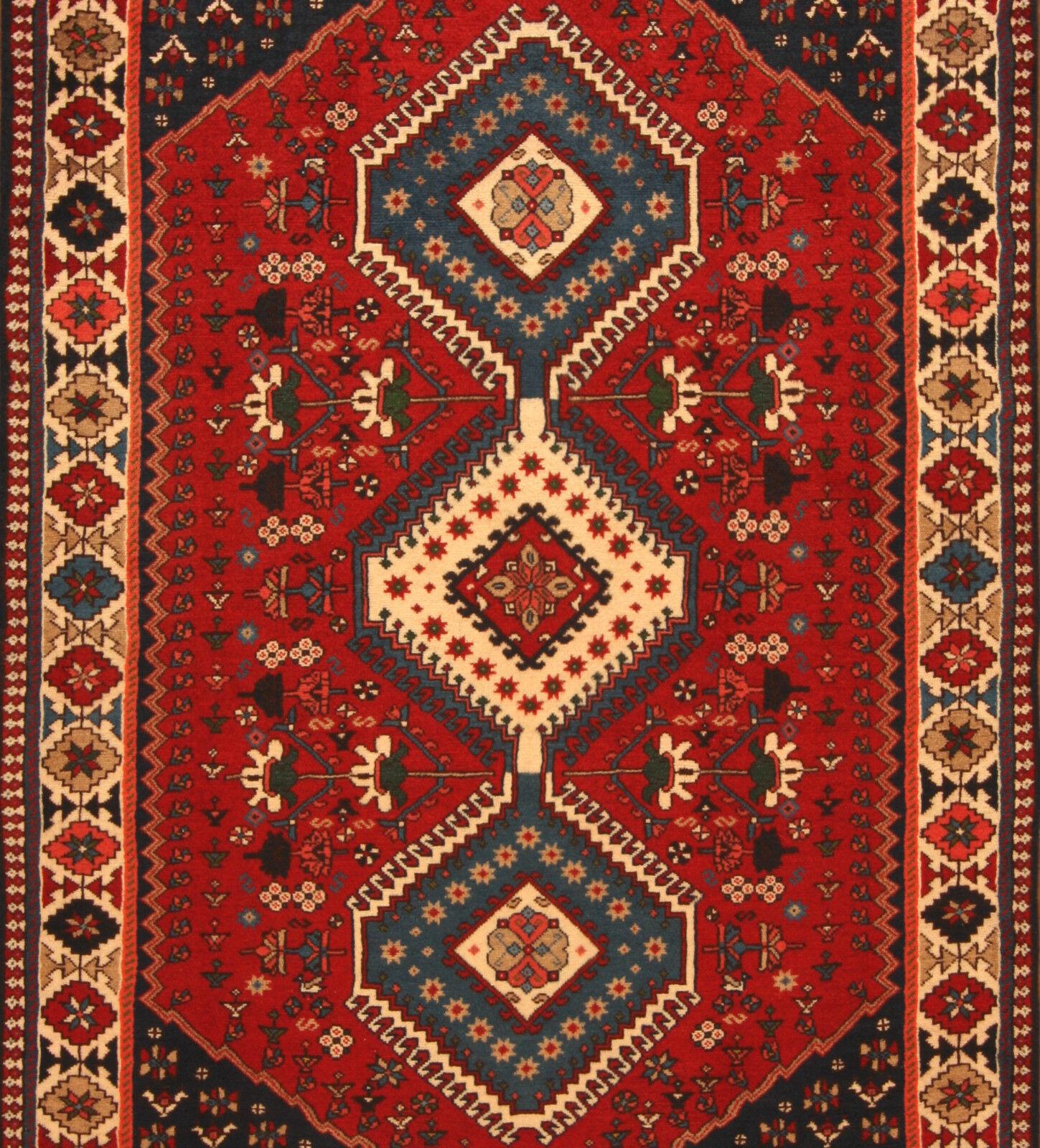 Handgefertigter Yalameh-Teppich im persischen Vintage-Stil 3.4' x 5.2', 1990er Jahre - 1T22 im Angebot 2
