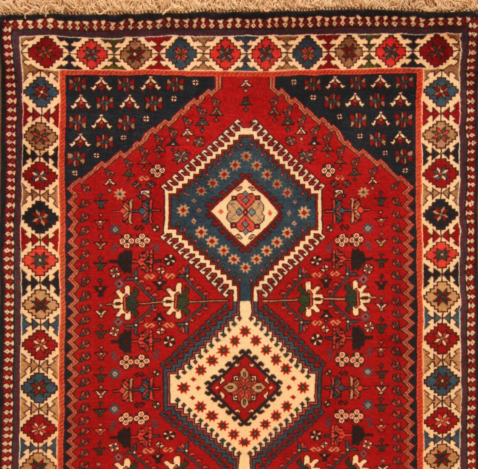Handgefertigter Yalameh-Teppich im persischen Vintage-Stil 3.4' x 5.2', 1990er Jahre - 1T22 im Angebot 3