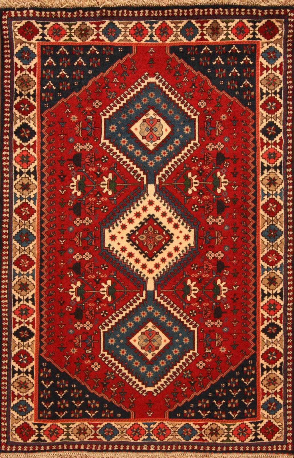 Handgefertigter Yalameh-Teppich im persischen Vintage-Stil 3.4' x 5.2', 1990er Jahre - 1T22 im Angebot 4