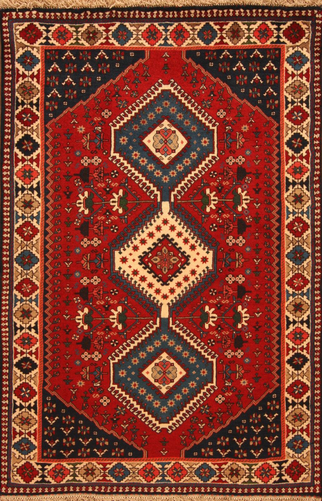 Handmade Vintage Persian Style Yalameh Rug 3.4' x 5.2', 1990s - 1T22 4