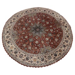 Handmade Vintage Persian Tabriz Round Rug 6.4', 1970s - 1N56