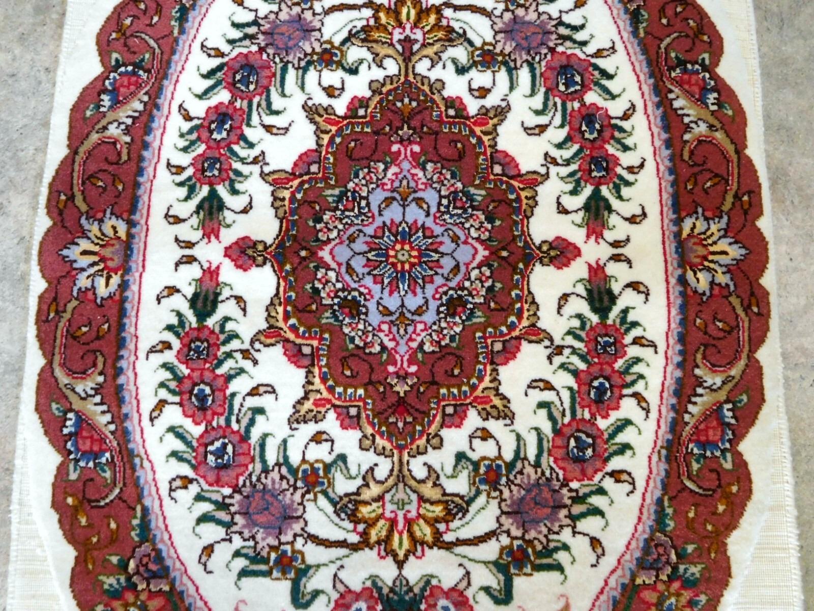 Tapis persan vintage Tabriz fait main 1.10' x 2.11', 1970 - 1K09 Bon état - En vente à Bordeaux, FR