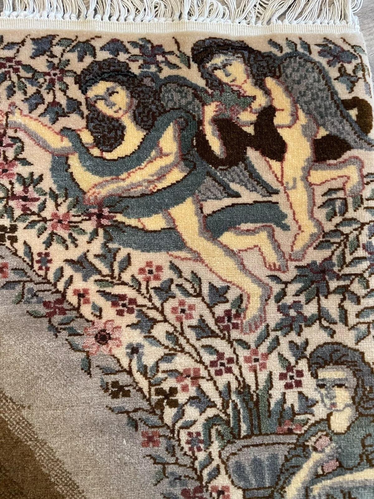 Tapis persan Tabriz vintage fait à la main 3.1' x 5', 1970 - 1N26 Bon état - En vente à Bordeaux, FR