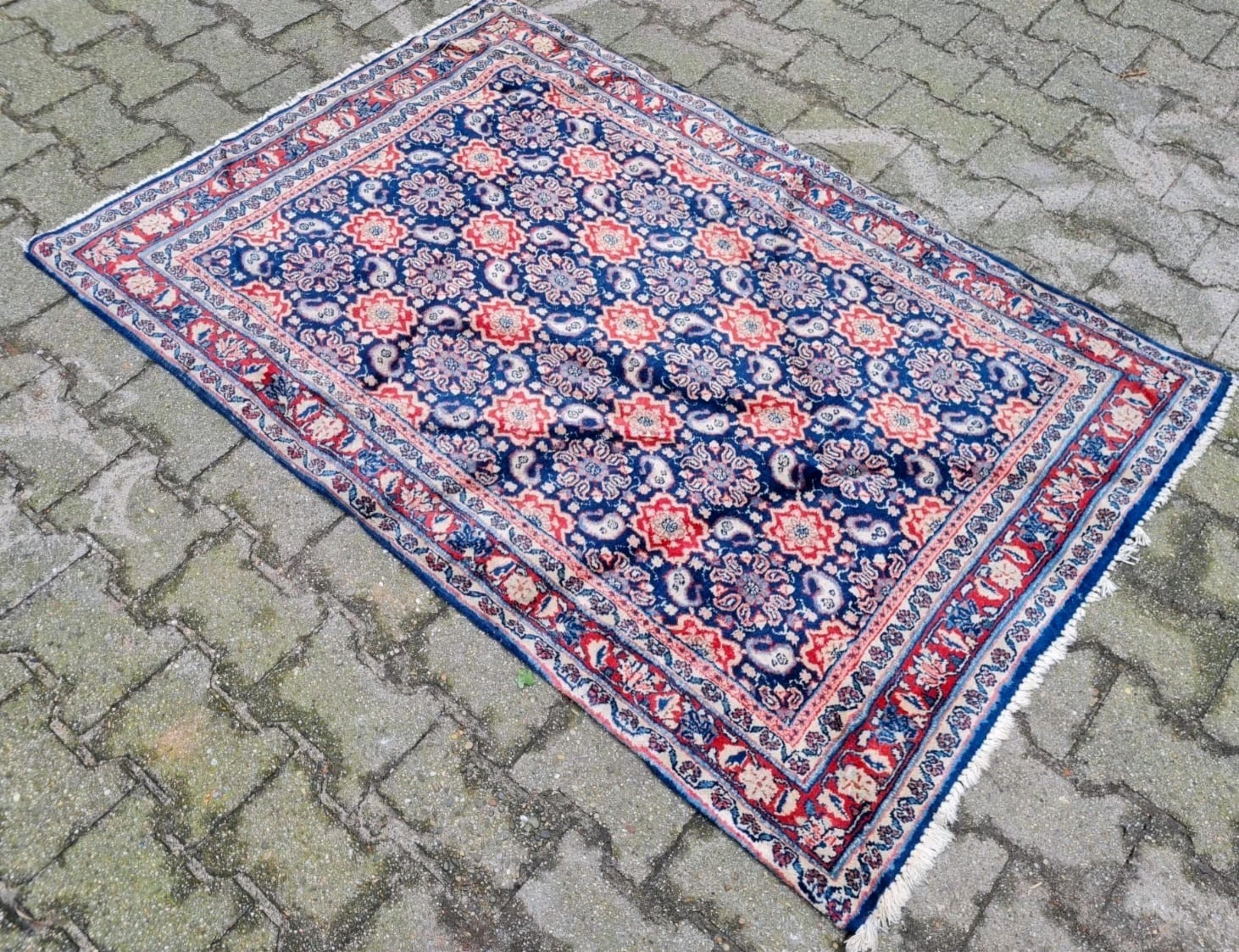 Hand-Knotted Handmade Vintage Persian Tabriz Rug 3.3' x 5.1' 1960s - 2K56 For Sale