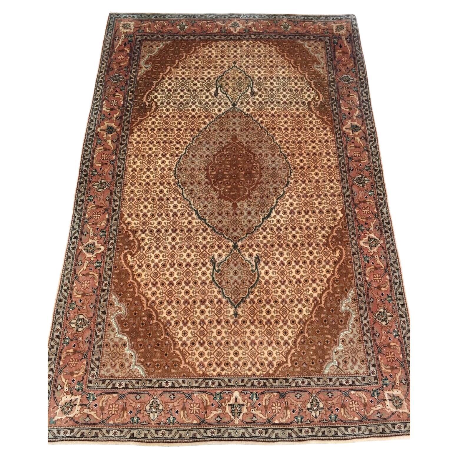 Alfombra Persa Tabriz Vintage hecha a mano 3.3' x 5.2' Años 70 - 3K04