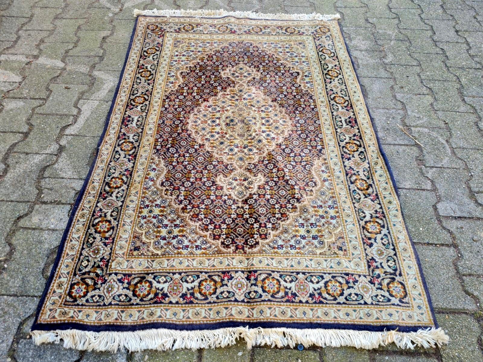 Francese Tappeto Tabriz persiano vintage fatto a mano 3,4' x 4,9' anni '70 - 2K64 in vendita