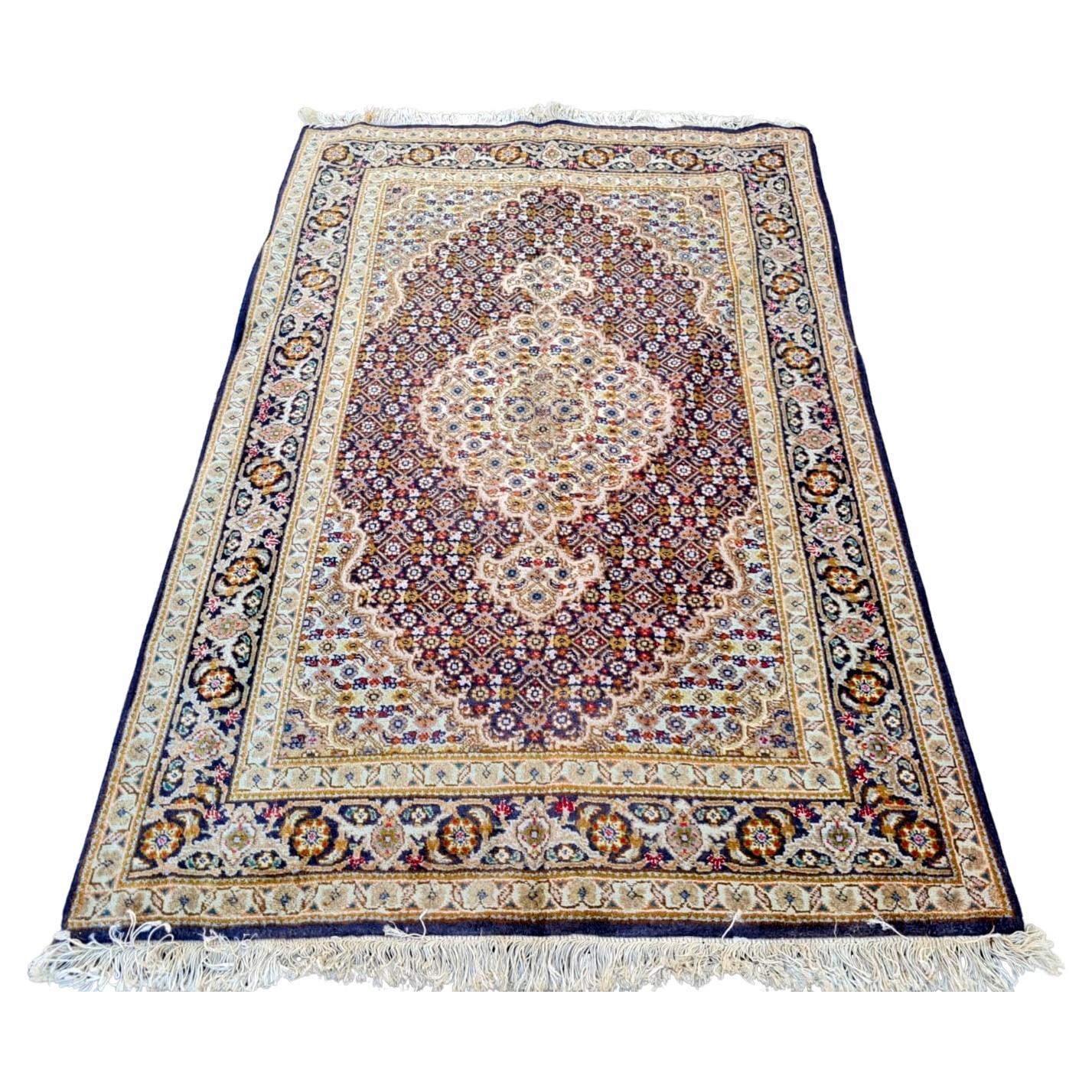 Alfombra Persa Tabriz Vintage hecha a mano 3.4' x 4.9' Años 70 - 2K64