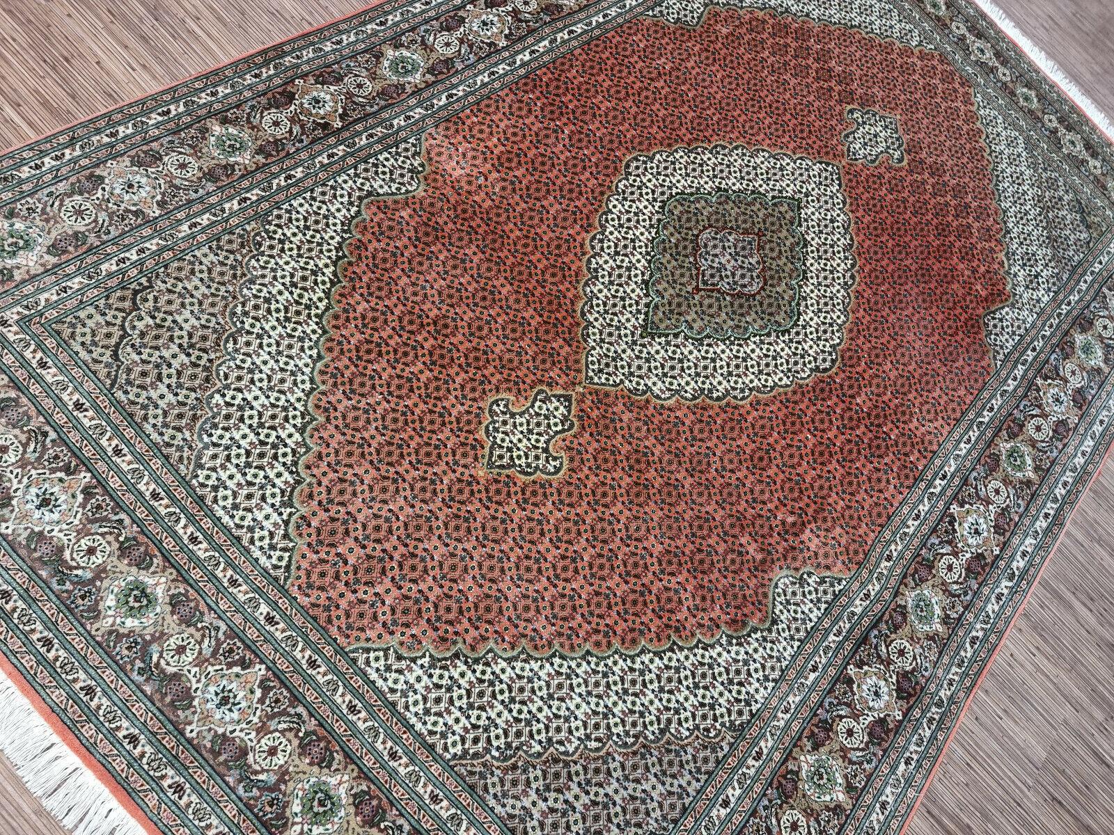 Tapis persan Tabriz vintage fait à la main 6.3' x 9,9' 1970 - 1D194 en vente 6