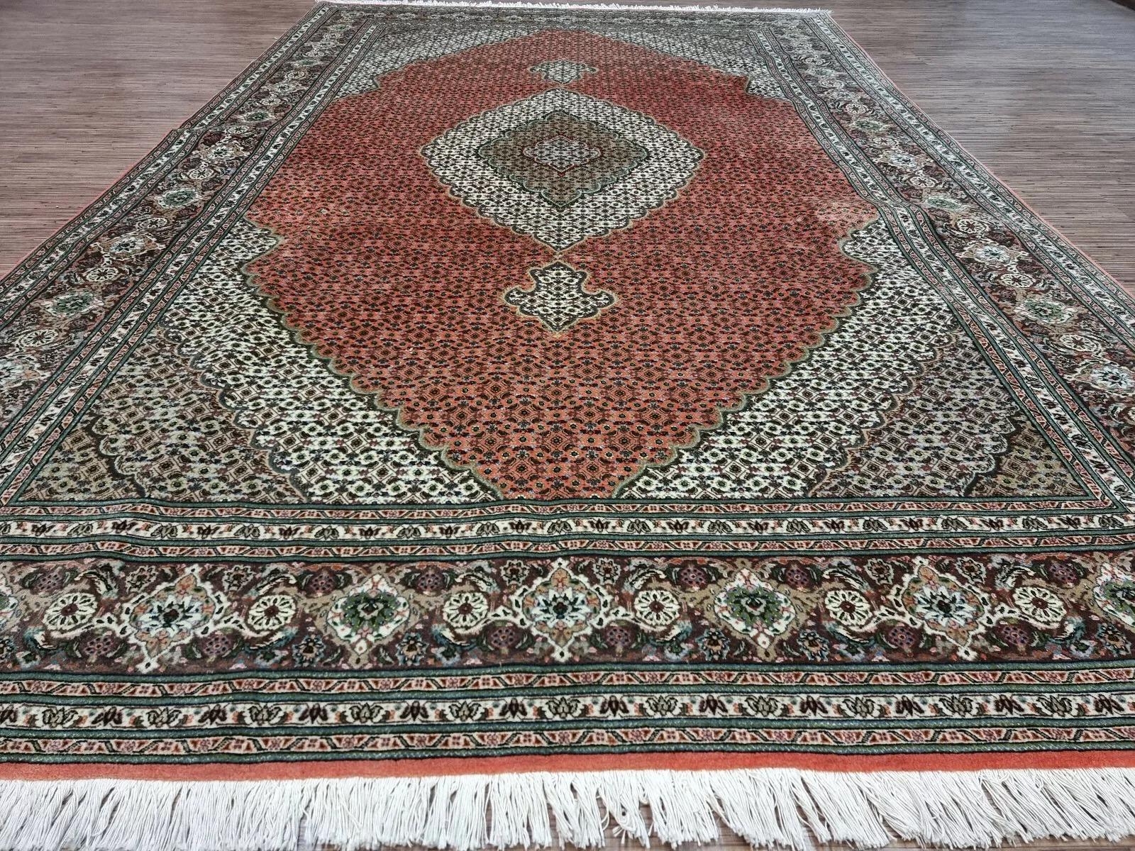 Tapis persan Tabriz vintage fait à la main 6.3' x 9,9' 1970 - 1D194 en vente 2