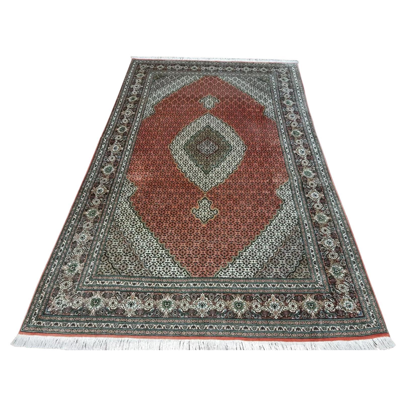 Tappeto Tabriz persiano vintage fatto a mano 6,3' x 9,9' anni '70 - 1D194