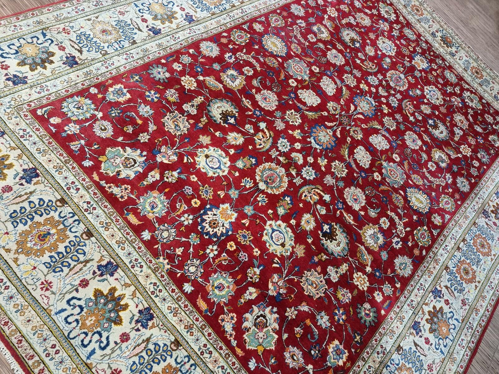 Tappeto Tabriz persiano vintage fatto a mano 9' x 12,5' anni '40 - 1D195 in vendita 6