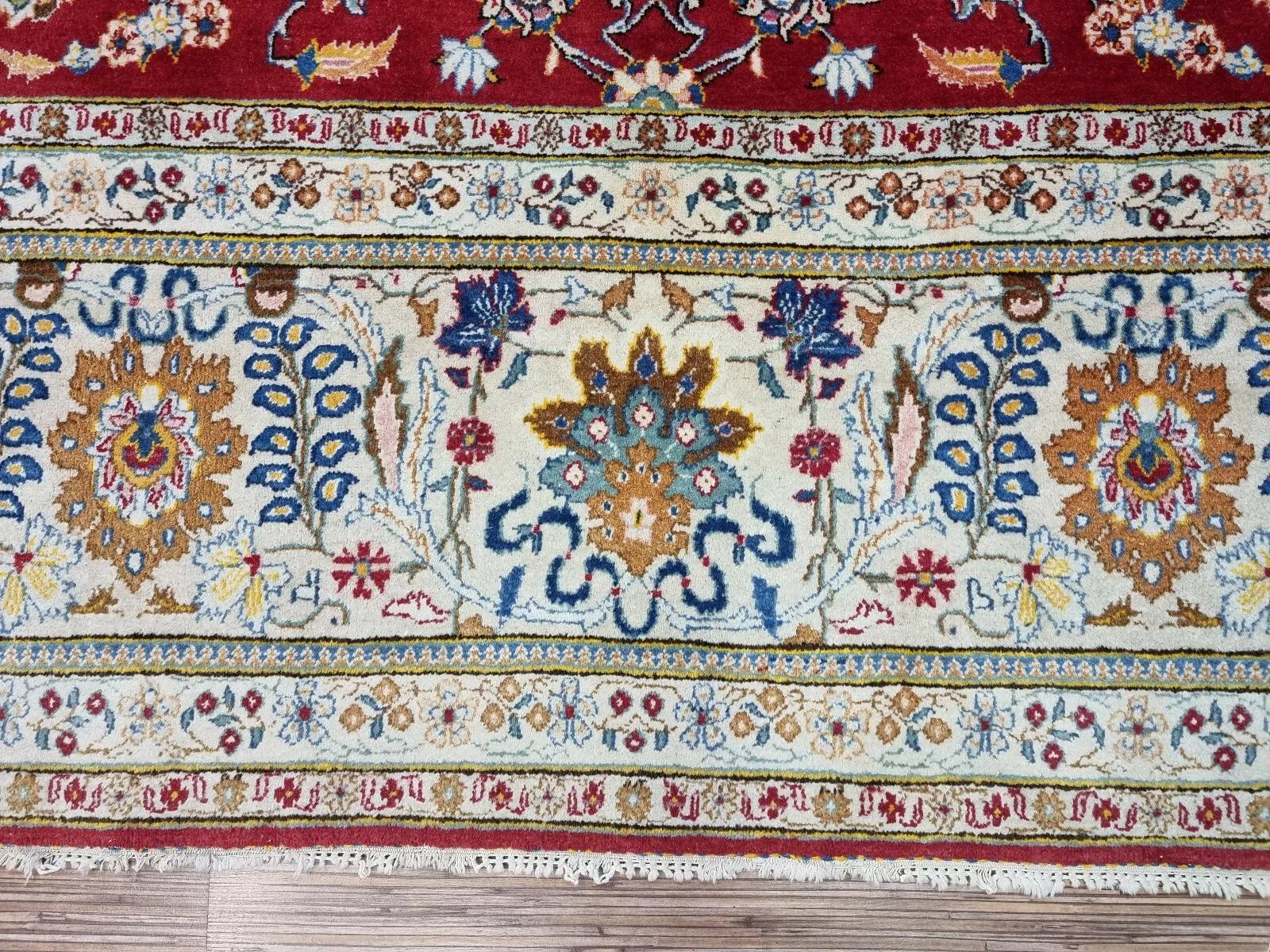 Annodato a mano Tappeto Tabriz persiano vintage fatto a mano 9' x 12,5' anni '40 - 1D195 in vendita