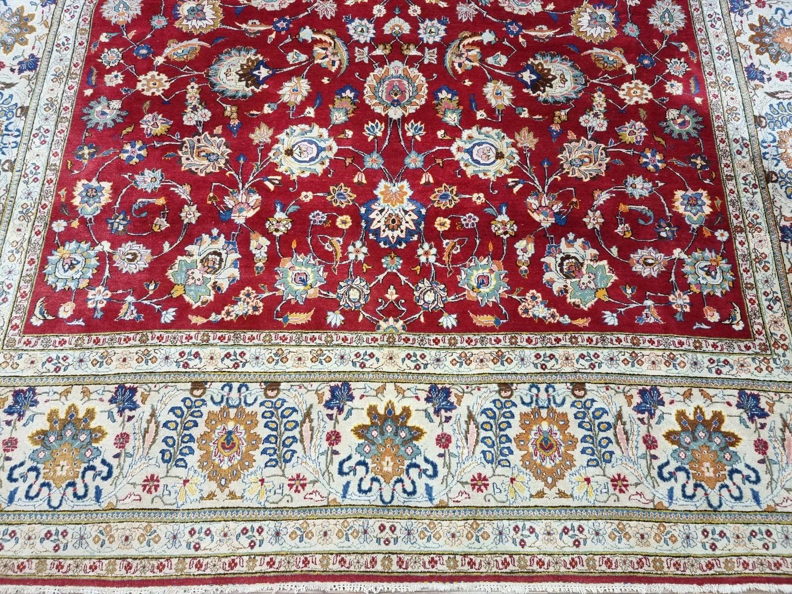 Metà XX secolo Tappeto Tabriz persiano vintage fatto a mano 9' x 12,5' anni '40 - 1D195 in vendita