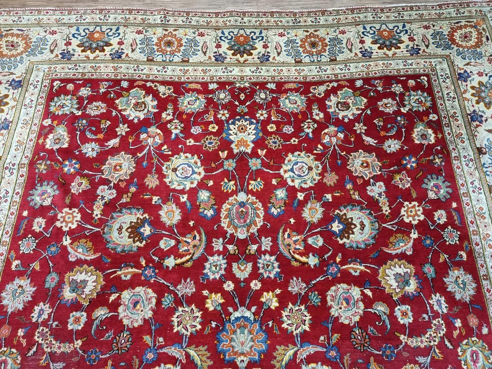Lana Tappeto Tabriz persiano vintage fatto a mano 9' x 12,5' anni '40 - 1D195 in vendita