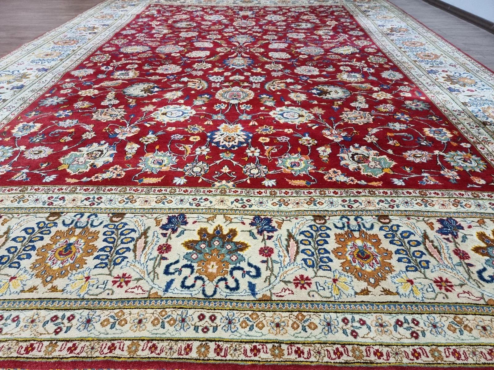 Tappeto Tabriz persiano vintage fatto a mano 9' x 12,5' anni '40 - 1D195 in vendita 2