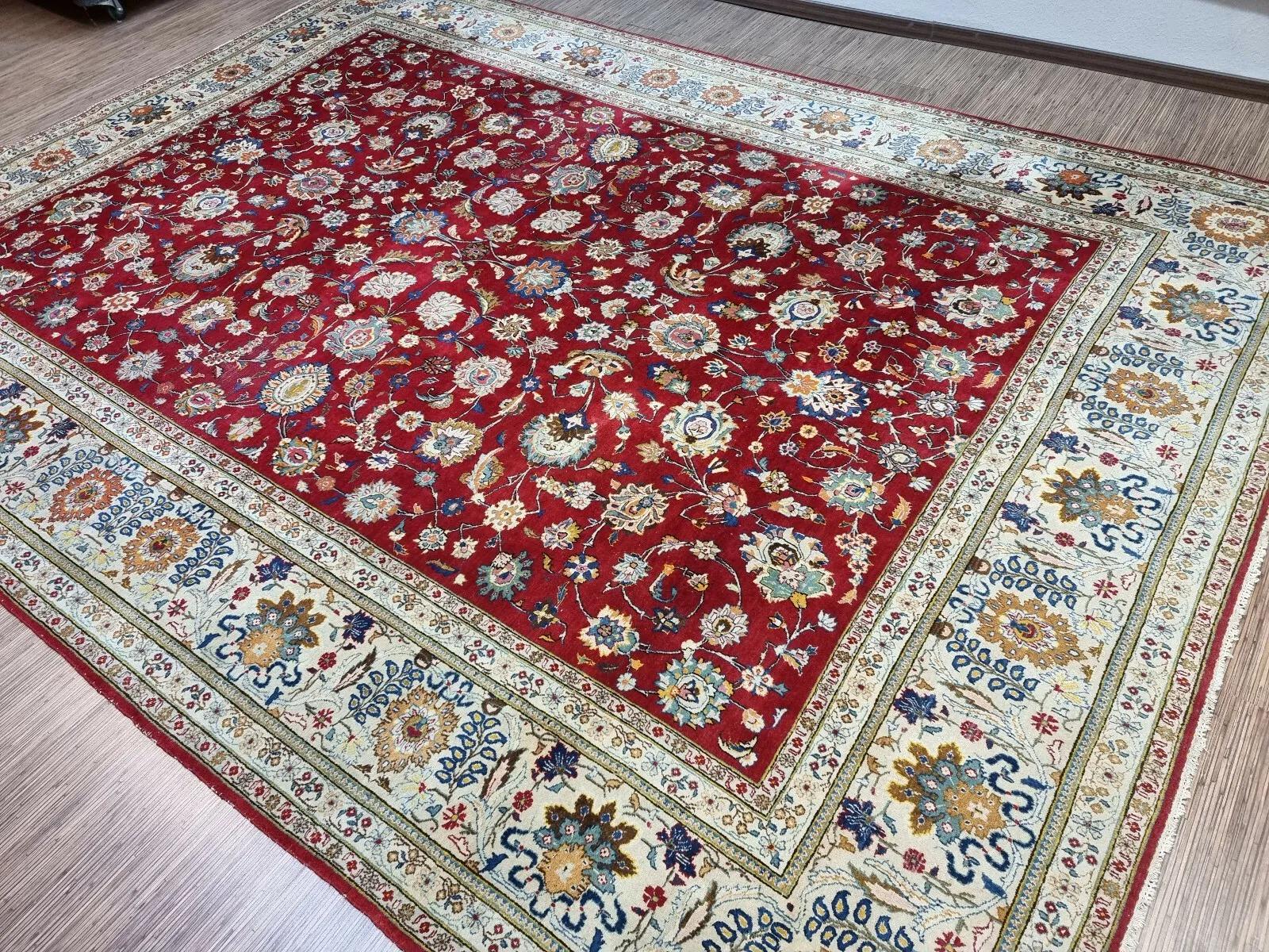 Tappeto Tabriz persiano vintage fatto a mano 9' x 12,5' anni '40 - 1D195 in vendita 3