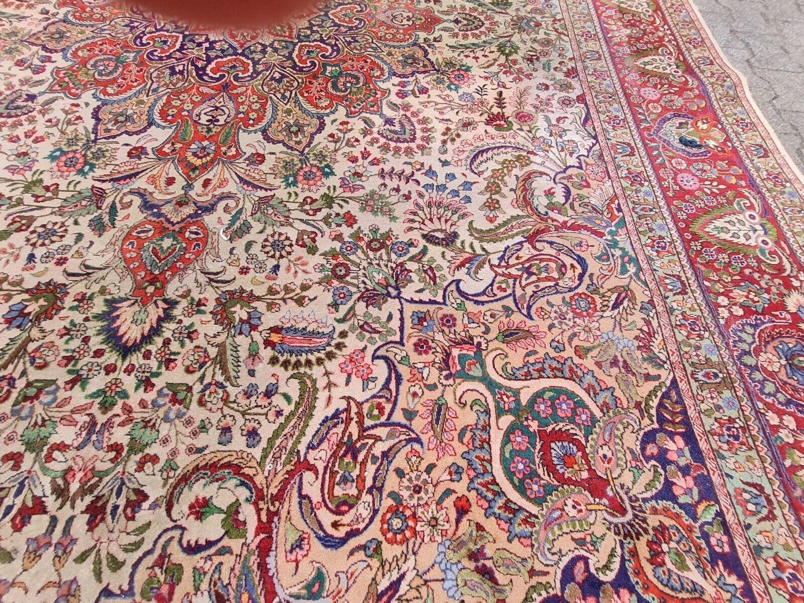 Handgefertigter Vintage Persisch Tabriz Teppich 9.7' x 12.9' (297cm x 392cm) 1950s - 2K09 (Handgeknüpft) im Angebot
