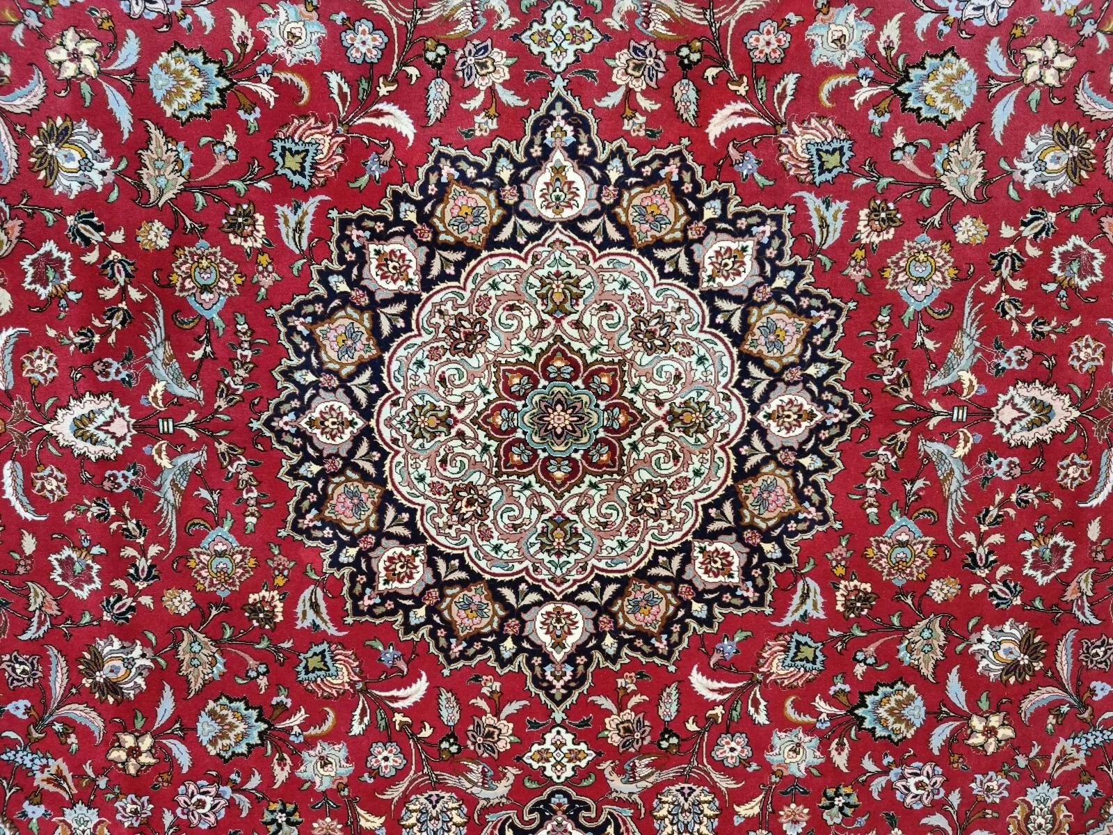 Fin du 20e siècle Tapis persan Tabriz vintage fait à la main avec soie 8,3' x 11,6' 1970 - 1D188 en vente