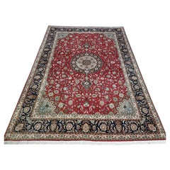 Handgefertigter persischer Täbris-Teppich im Vintage-Stil mit Seide 8,3' x 11,6' 1970er Jahre - 1D188