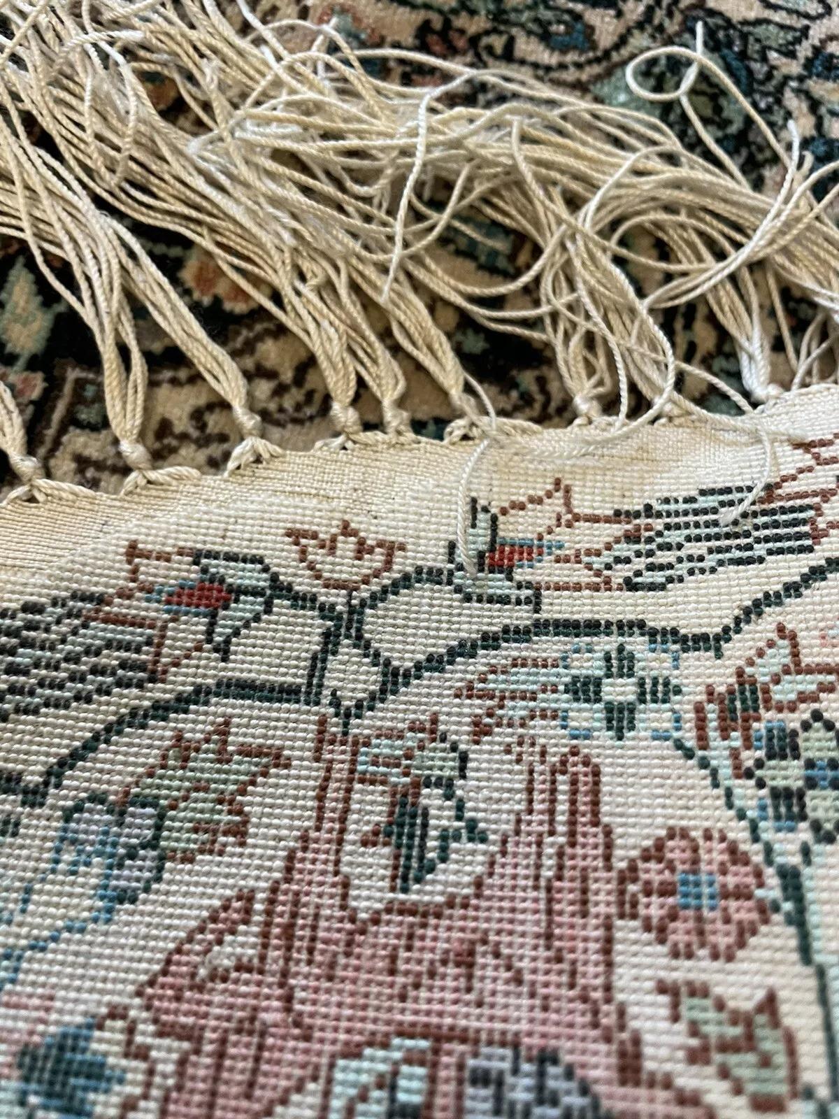 Tappeto di seta persiano Tabriz d'epoca fatto a mano 2,2' x 2,8', anni 1905 - 1N43 in vendita 6