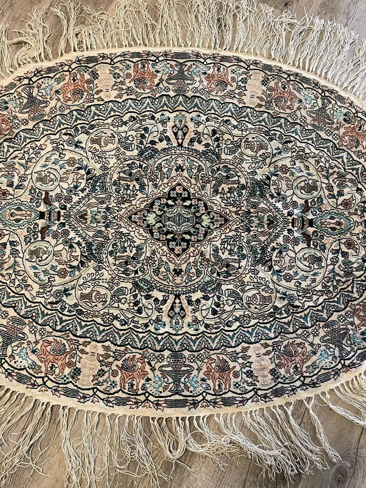 Tappeto di seta persiano Tabriz d'epoca fatto a mano 2,2' x 2,8', anni 1905 - 1N43 In condizioni buone in vendita a Bordeaux, FR