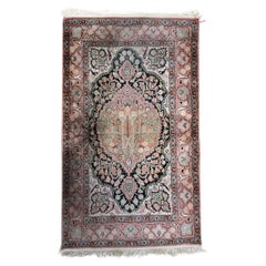 Tapis persan en soie Tabriz fait main 2.5' x 4.3' 1950s - 1C1150