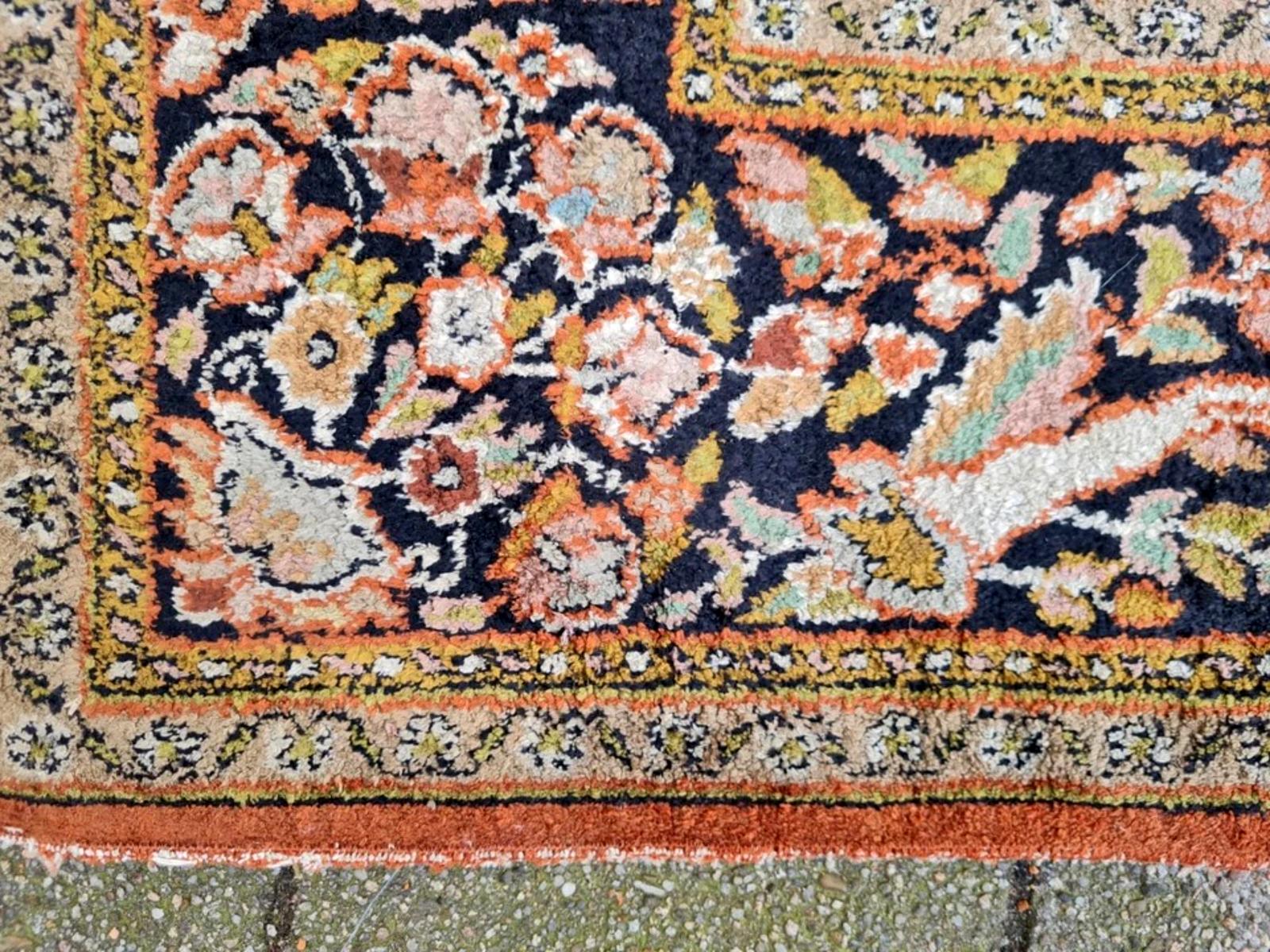 Hand-Knotted Handmade Vintage Persian Tabriz Silk Rug 4.9' x 7.1' 1960s - 2K54 For Sale